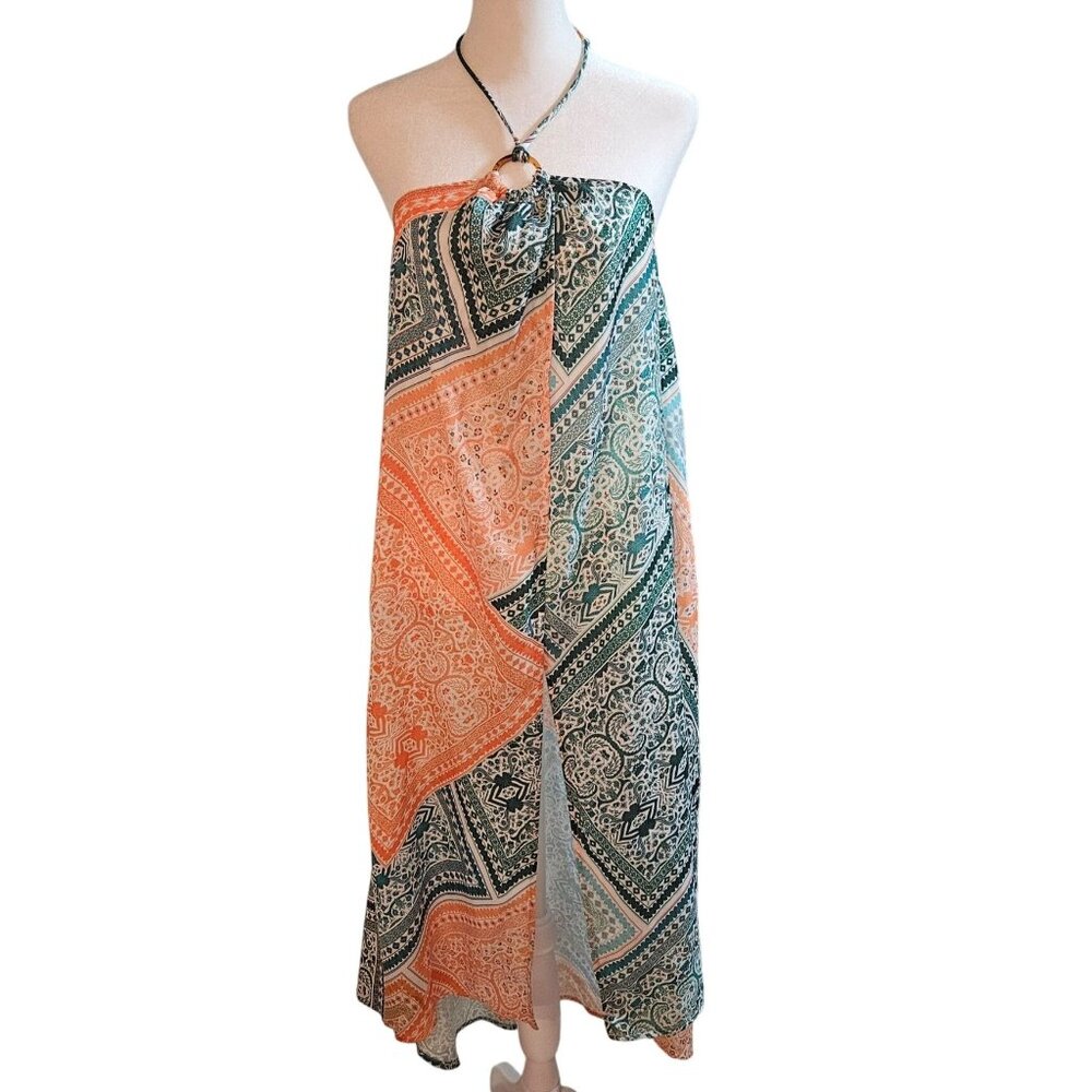 Anthropologie Split Halter Swim Cover Up Maxi Top With Boho Pattern - Picture 2 of 15